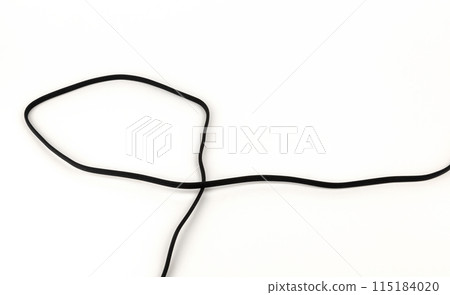 Black electric cable on a white background. Power cable 220 volts. 115184020