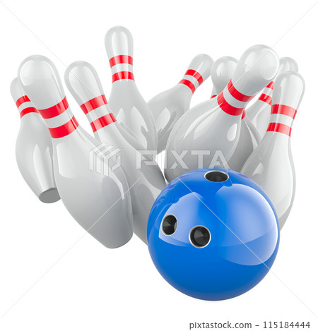 Bowling strike hit, concept. 3D rendering 115184444