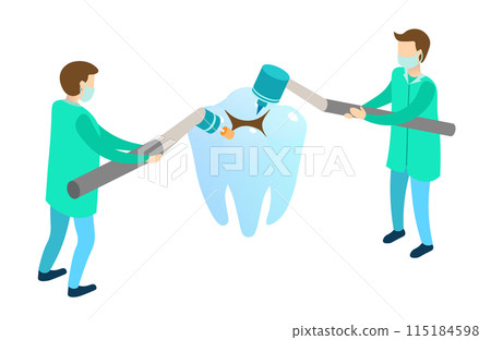 Healthy Teeth - Dental Care concept on transparent background, isometric flat design vector illustration Healthy Teeth - Dental Care concept on transparent background, isometric flat design vector illustration 115184598