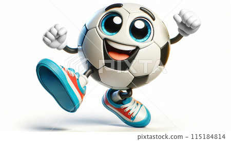 Playful soccer ball emoji dancing energetically 115184814