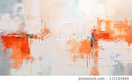 Abstract oil painting, sky blue, orange color brush strokes background, wallpaper, paint texture,art 115184860