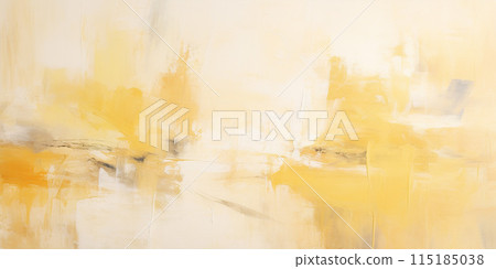 Abstract vibrant color contemporary oil paint brushstrokes texture pattern wallpaper background. Palette knife technique, chalky, pastel lemon yellow, amber orange, white backdrop 115185038