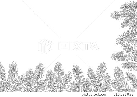 Christmas tree corner frame decoration. Hand drawn doodle style Christmas tree corner frame decoration. Hand drawn doodle style 115185052