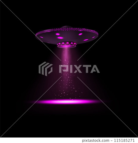 UFO vector illustration with glowing lights 115185271