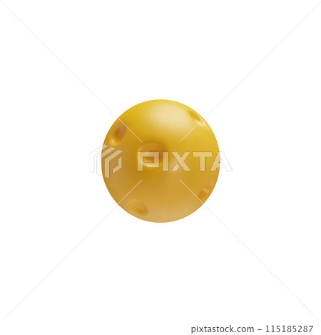 Full moon with craters 3D plastic cartoon style vector icon, render volume yellow planet, celestial sphere space element 115185287