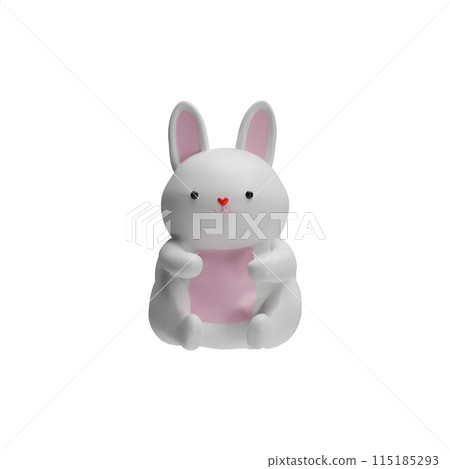 Bunny holding mooncake 3D icon vector illustration 115185293