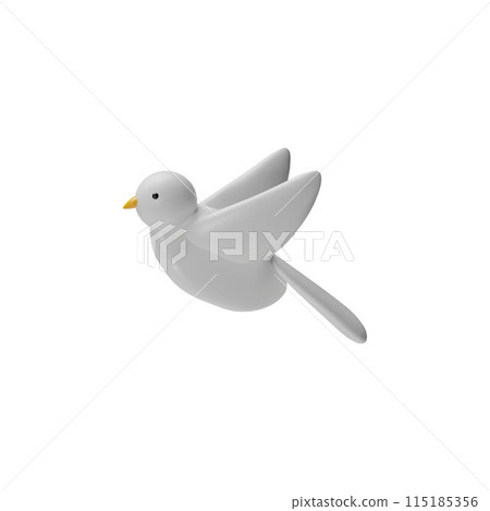 White dove bird flying 3D plastic cartoon style icon, vector render volume pigeon bird animal isolated, beautiful fowl White dove bird flying 3D plastic cartoon style icon, vector render volume pigeon bird animal isolated, beautiful fowl 115185356