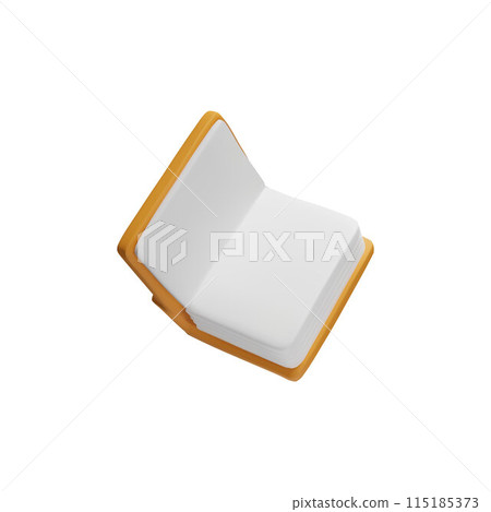 Yellow open book. Vector 3D illustration. Cartoon style. Yellow open book. Vector 3D illustration. Cartoon style. 115185373