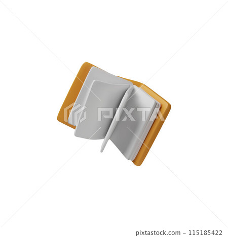 Vector 3D Open book with blank white sheets in yellow hardcover for educational purposes Vector 3D Open book with blank white sheets in yellow hardcover for educational purposes 115185422