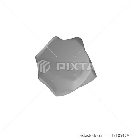 3D stone podium, grey rock stand for product presentation, vector showcase pedestal, glossy boulder platform top view 115185479