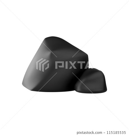 Realistic black boulders of different sizes on an isolated background. Realistic black boulders of different sizes on an isolated background. 115185535