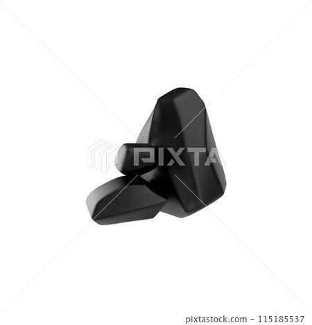 Vector set of 3d icons with black large and small stones on a white background. Vector set of 3d icons with black large and small stones on a white background. 115185537