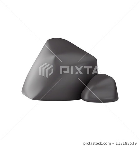 3D stone rocks, volumetric grey cobblestones vector icon, realistic granite stone block, render boulder game asset 3D stone rocks, volumetric grey cobblestones vector icon, realistic granite stone block, render boulder game asset 115185539