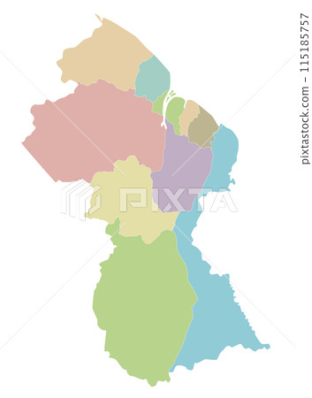 Vector blank map of Guyana with regions and administrative divisions. Editable and clearly labeled layers. 115185757