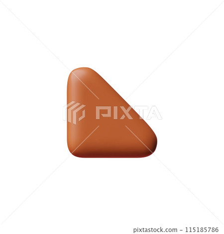 3D triangular shape with rounded edges in the style of brutalism on a white background 115185786