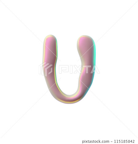 Stylized letter U Y2K style 3D icon vector illustration 115185842