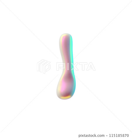 3d vector letter I in holographic pink color with rainbow gradient on a white background 115185870