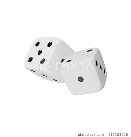 White 3D dice for games, a set of vectors for gambling on a white background White 3D dice for games, a set of vectors for gambling on a white background 115185926