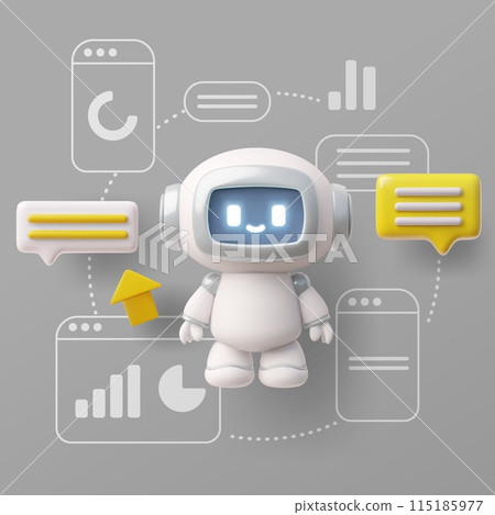 User interface with 3D chatbot icon vector illustration 115185977