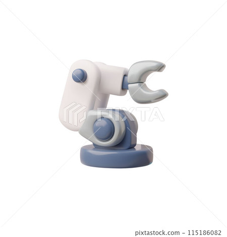 Robotic arm chatbot icon in white and blue 3D vector illustration 115186082