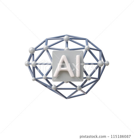 Artificial intelligence digital neural network, 3D vector illustration icon. Artificial intelligence digital neural network, 3D vector illustration icon. 115186087