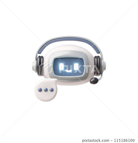DJ robot chatbot icon with headphones 3D vector illustration 115186100