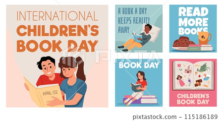 International Children's Book Day vector posters International Children's Book Day vector posters 115186189