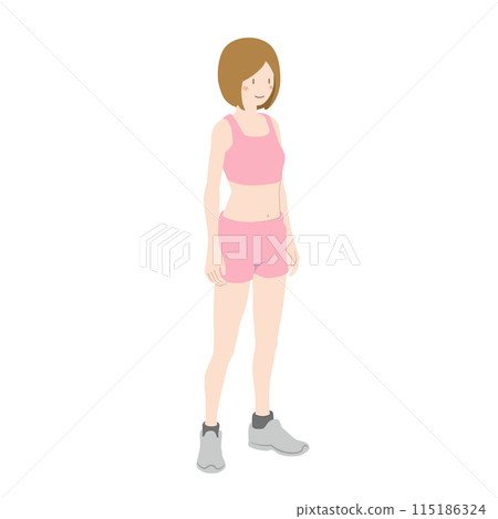Vector material Diet Gym Upright woman No lines Vector material Diet Gym Upright woman No lines 115186324