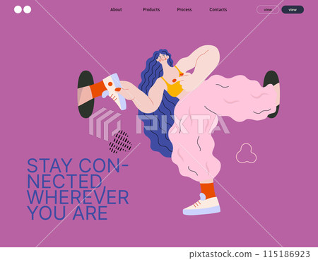 Life Unframed: Self-support -modern flat vector concept illustration of a girl in infinite loop. Metaphor of unpredictability, imagination, whimsy, cycle of existence, play, growth and discovery 115186923