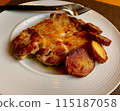 Chicken steak with mustard sauce 115187058