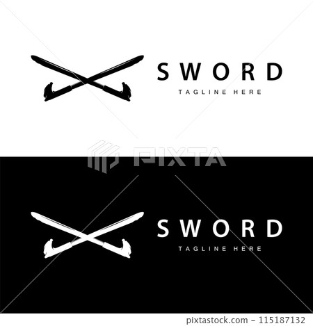 Sword weapon inspiration silhouette design illustration simple minimalist sword logo template 115187132
