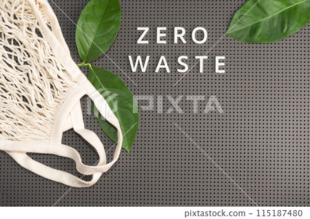 Empty mesh string bag. Zero waste, Eco friendly shopper and Ecology concept. Empty mesh string bag. Zero waste, Eco friendly shopper and Ecology concept. 115187480