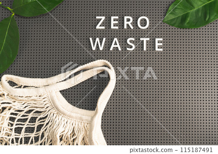 Empty mesh string bag. Zero waste, Eco friendly shopper and Ecology concept. Empty mesh string bag. Zero waste, Eco friendly shopper and Ecology concept. 115187491