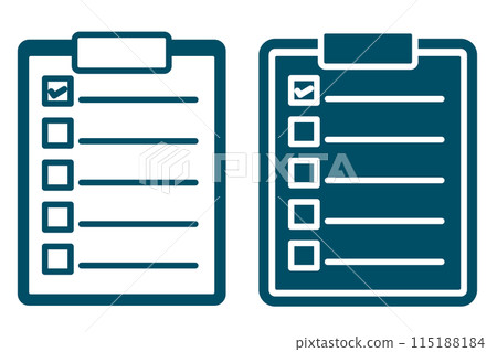 A set of illustrations of a simple binder with a checklist 115188184