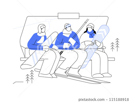 Ski lift isolated cartoon vector illustrations. Ski lift isolated cartoon vector illustrations. 115188918