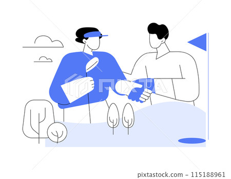 Golf partners isolated cartoon vector illustrations. Golf partners isolated cartoon vector illustrations. 115188961