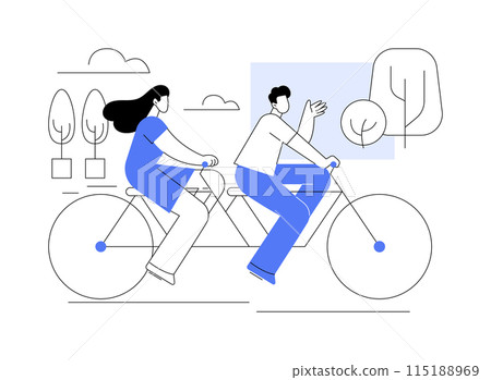 Tandem cycling isolated cartoon vector illustrations. 115188969