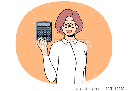 Woman accountant with calculator for professional calculating tax on company profits Woman accountant with calculator for professional calculating tax on company profits 115189381