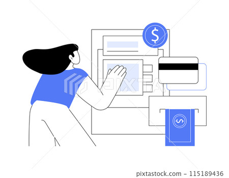 Interactive teller machine isolated cartoon vector illustrations. Interactive teller machine isolated cartoon vector illustrations. 115189436