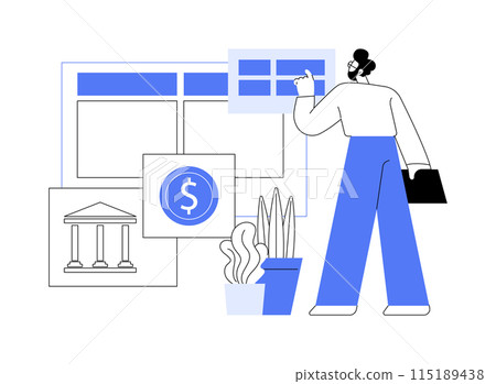 Interactive digital wall isolated cartoon vector illustrations. 115189438