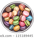colorful macarons in the plate 115189445