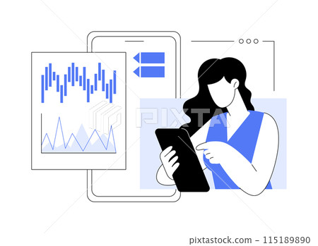 Stock trading app isolated cartoon vector illustrations. Stock trading app isolated cartoon vector illustrations. 115189890