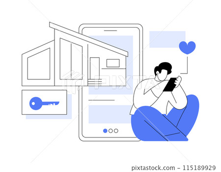 Rental mobile app isolated cartoon vector illustrations. Rental mobile app isolated cartoon vector illustrations. 115189929
