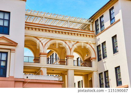 Archway pathway between parts of building of Galileo Academy of Science and Technology 115190087