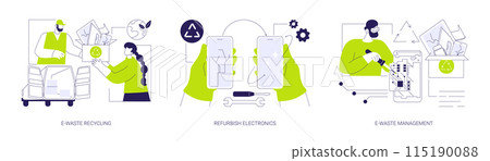 Green disposal in computing abstract concept vector illustrations. 115190088