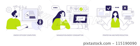 Green computing abstract concept vector illustrations. 115190090