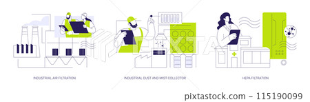 Industrial air purification abstract concept vector illustrations. 115190099