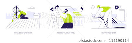 Sustainable energy in construction abstract concept vector illustrations. 115190114