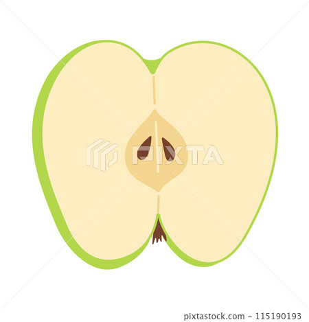 Green apple slice Hand drawn trendy flat style 115190193