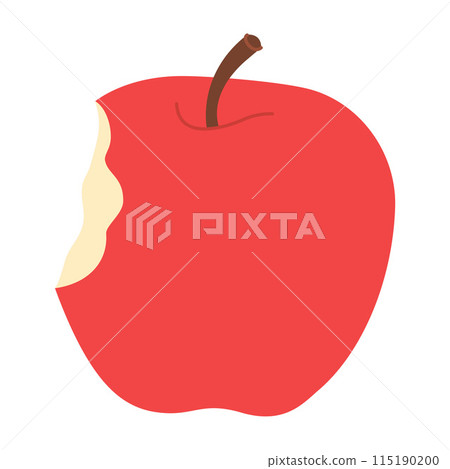 Red bitten apple Hand drawn trendy flat style isolated on white 115190200